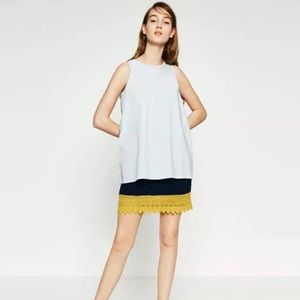 ZARA TRAFULUC Knit Bottom White Smock Shift Dress Size Medium